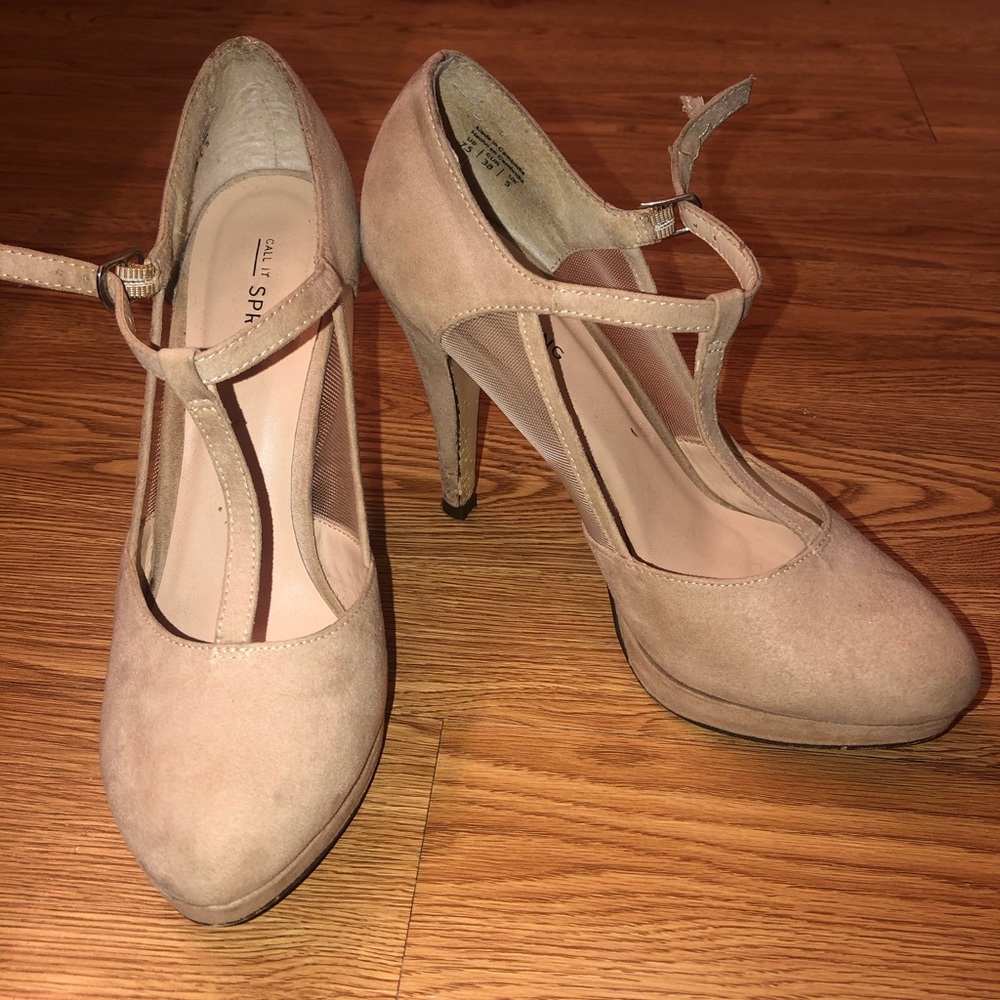 Nude closed toe heels